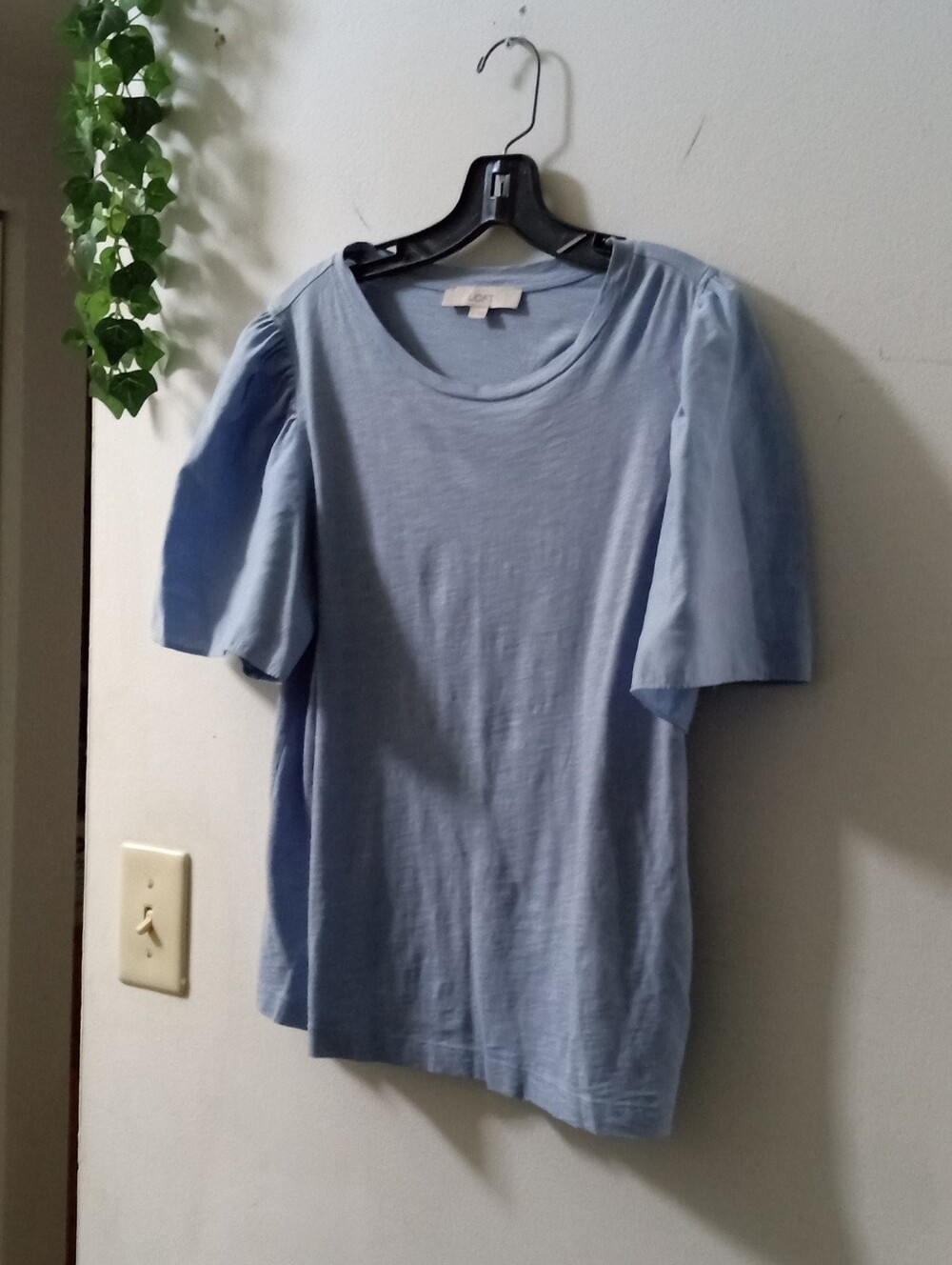LOFT Light Blue Puff Sleeve Tee